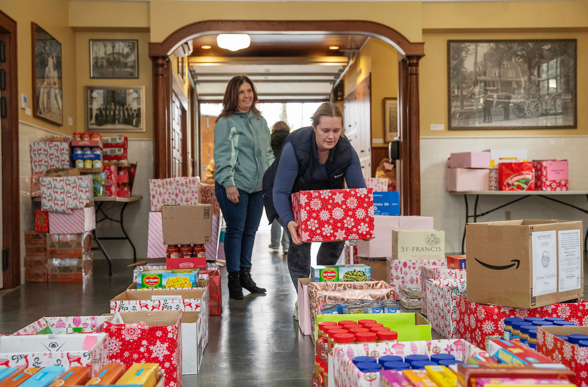 Each year, Skidmore employees along with students donate their time to collect and process donations to community groups through Skidmore Cares.