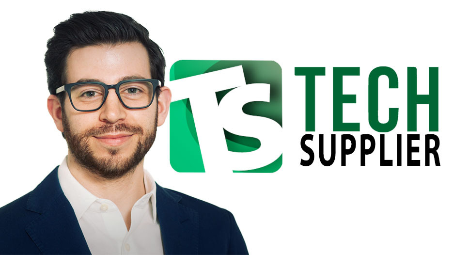 Alex Blaker ’08 with Tech Supplier logo