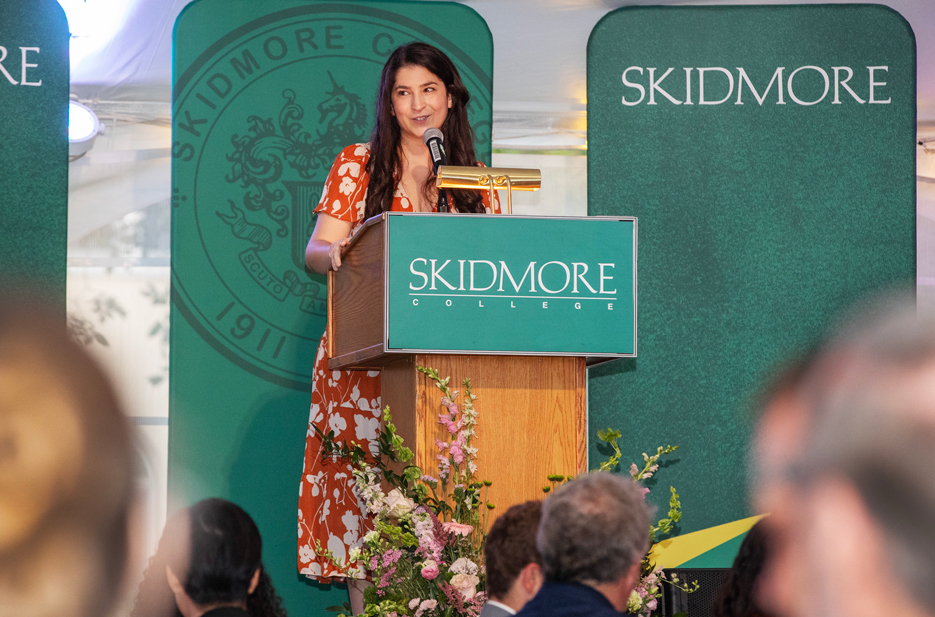 Dr. Alina Bazarian ’14 speaks at the 46th annual Palamountain Benefit