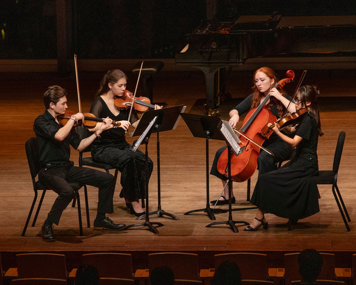 A quartet performing at the Filene Scholar Celebration Concert