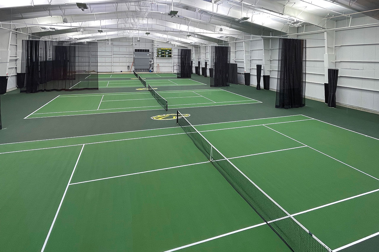 Indoor tennis courts in McCaffery-Wagman Tennis and Wellness Center