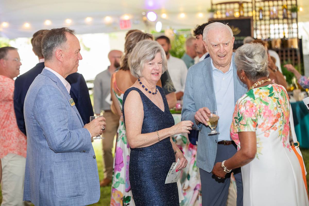 From left, Skidmore College President Marc C. Conner, Trustee Susan Dake ’71, Trustee Emeritus Bill Dake, and Linda Jackson-Chalmers ’73