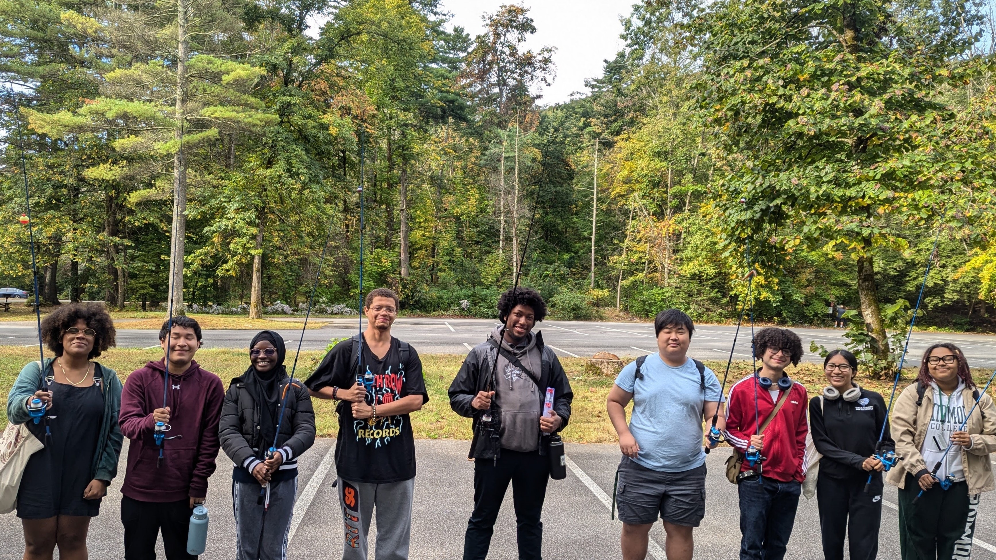Students Posing with fishing gear