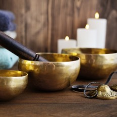 singing bowls and candles 