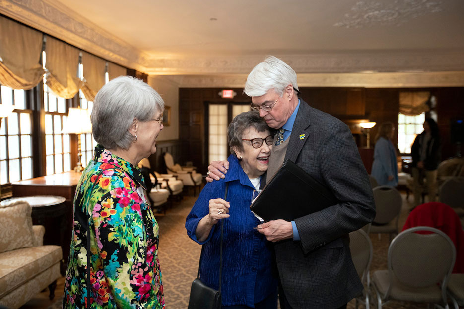 President Glotzbach at retirees reception