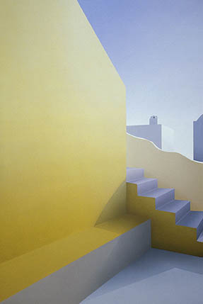 Elena Borstein ('68), Yellow Courtyard, 2003, acrylic on canvas, 60 x 40 inches 