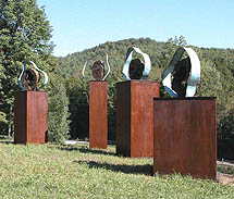 Pat Musick, The Gatekeepers (detail), 1998, bronze and steel, 8.5x23x7 feet