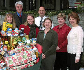 A group of Skidmore Cares volunteers with donations, 2007