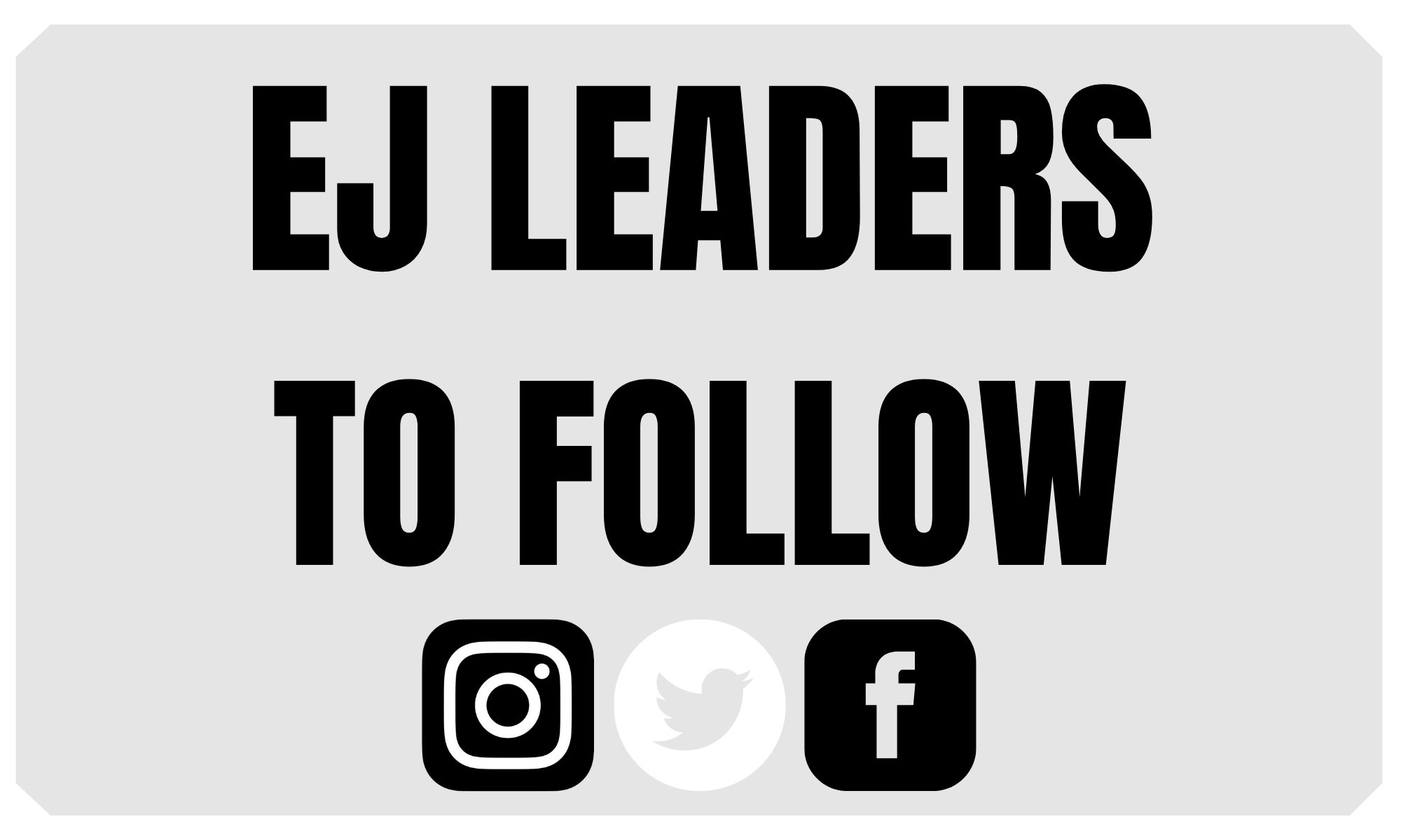 EJ Leaders to follow with social media icons for instagram, twitter and facebook