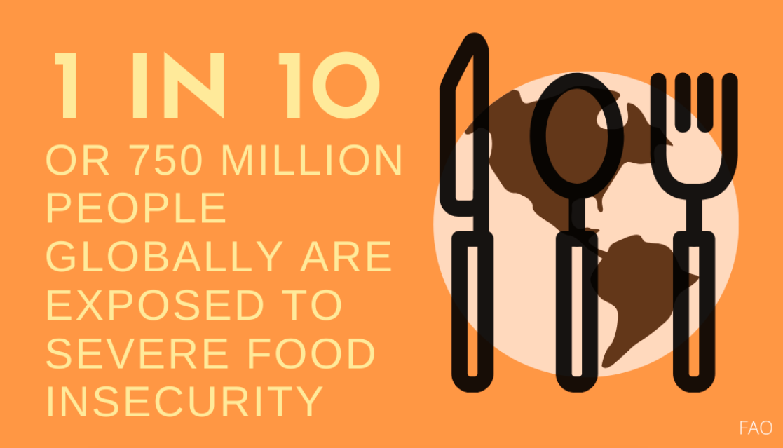 1 in 10 people globally are exposed to severe food insecurity.