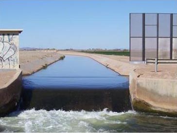 One of the many irrigation canals in the highly managed water systems of Southern California