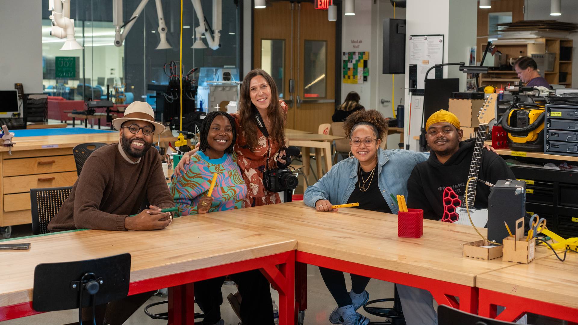 Melanie Charles in the Skidmore IdeaLab with Chris Emdin and others
